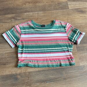 Urban Outfitters Green and Pink Striped Crop Top